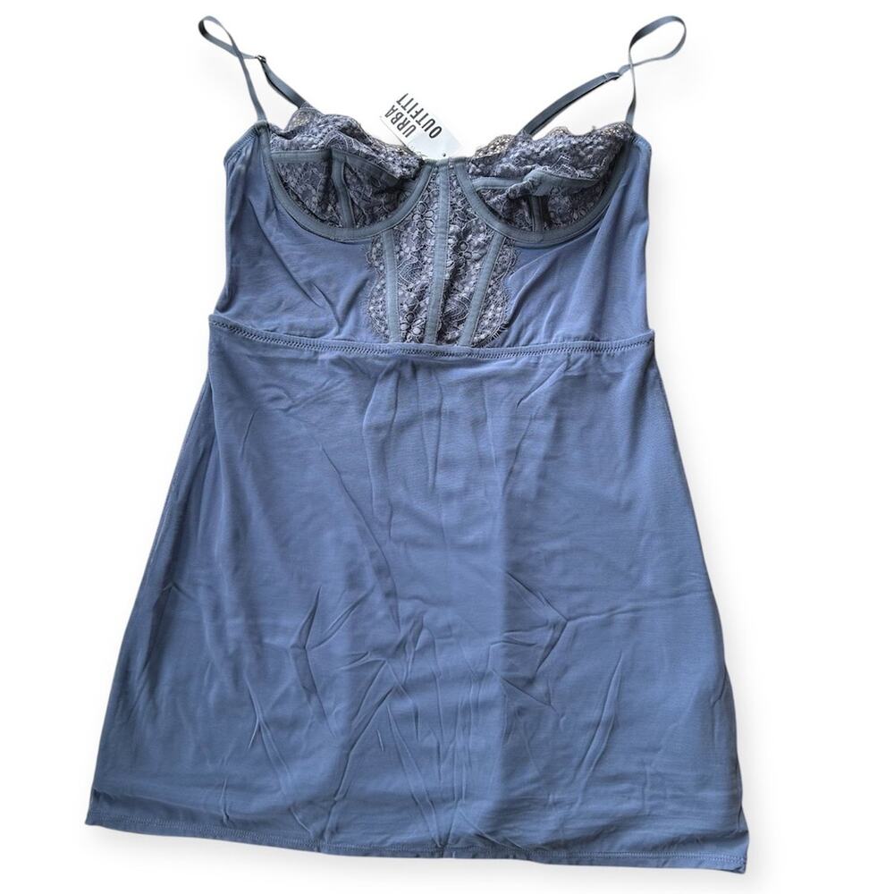 NWT Urban Outfitters Women's Modern Love Bustier Mini Dress Size M Blue Lace